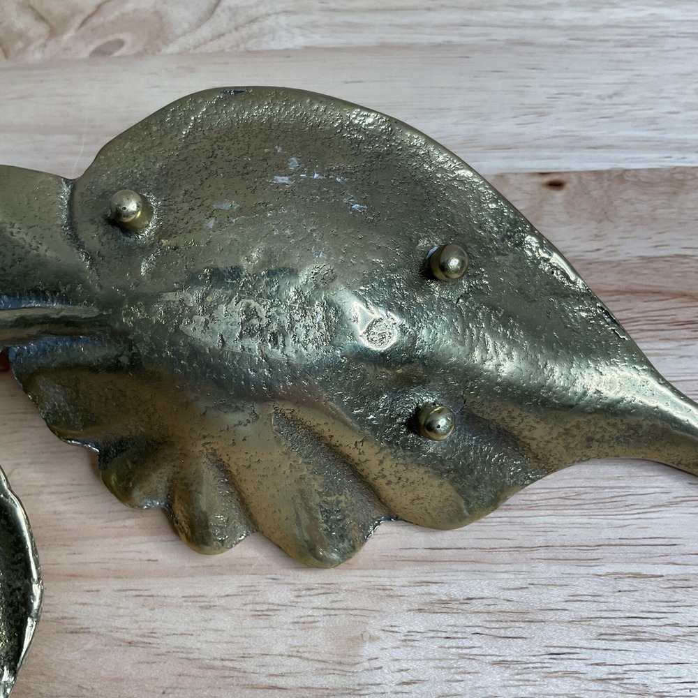 Vintage Gold  Brass Trinket Dish Jewelry Holder Leaf Small Bird Water Bowl - Picture 10 of 15